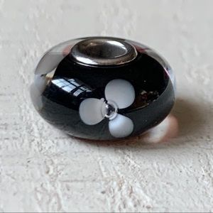 Trollbeads Authentic White Flower Glass Bead Charm